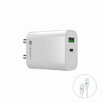 Portronics Adapto 44 Fast Charging 20W Mobile Charger with Dual Output (USB + PD)