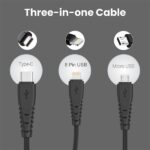 Portronics Konnect A Trio 3-In-1 Multifunctional Cable For Micro Usb For Ios And Type C Mobile Phones, Smartphone, Tablet, Personal Computer - Image 9