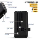 UBON PB-X90 20000 mAH Li-Polymer Power Bank with inbuilt Type C / V8 / iPhone Jack - Image 2