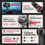 Wings Phantom 340 ANC Earbuds with Quad ENC Mic - Image 7