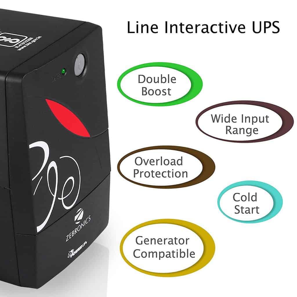 ZEBRONICS-Zeb-U725-600VAdatamation2.jpg ZEBRONICS -U725 600VA UPS for Desktop/PC/Computers (not for Routers) with Automatic Voltage Regulation, Black - Image 3