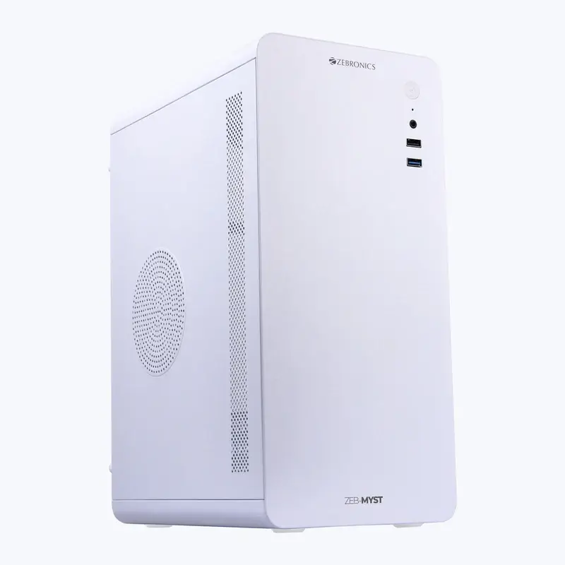 Zeb-Myst-pic2.webp Zebronics Zeb-Myst White Cabinet – Micro ATX & Mini ITX Support (No SMPS) - Image 1