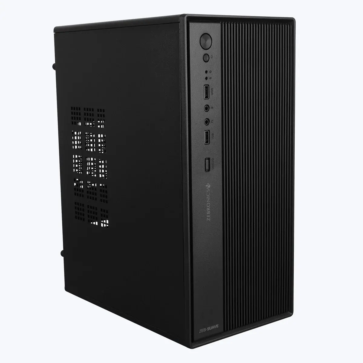 Zeb-Suave-pic1.webp Zebronics Zeb-Suave Desktop Computer Case/PC Cabinet – Steel Metal Body, Micro-ATX/Mini-ITX Compatible, Metallic Black (Without SMPS) - Image 1