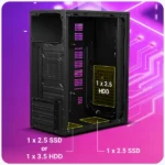 Zebronics Zeb-Suave Desktop Computer Case/PC Cabinet – Steel Metal Body, Micro-ATX/Mini-ITX Compatible, Metallic Black (Without SMPS) - Image 5