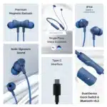boAt Rockerz Enticer Wireless Neckband with 30 Hours Large Playback, BEAST Mode, ENx Technology, Quick Switch Button (Blue Enigma) - Image 2
