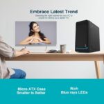 FINGERS Spotlight Micro-ATX PC Cabinet with Rich Blue Ray LEDs (8 cm Fan & SMPS Bundled, Well-Ventilated Side Panel, USB 3.0 + USB 2.0 + HD Audio + Mic in Ports) – Rich Black - Image 4