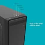 FINGERS Spotlight Micro-ATX PC Cabinet with Rich Blue Ray LEDs (8 cm Fan & SMPS Bundled, Well-Ventilated Side Panel, USB 3.0 + USB 2.0 + HD Audio + Mic in Ports) – Rich Black - Image 3