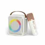 FINGERS SoloKaraoke Portable Speaker with Wireless Mic (Intelligent DSP Chip for Optimized Sound, 4-Hour Playback, Bluetooth® | USB | MicroSD | AUX | FM Radio) – Ivory