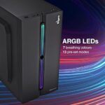 FINGERS RGB-Fortuna Micro-ATX PC Cabinet (with ARGB Lights, 1 x USB 3.0 + 2 x USB 2.0 + HD Audio + Mic in Port, BIS Certified SMPS Included) - Image 5