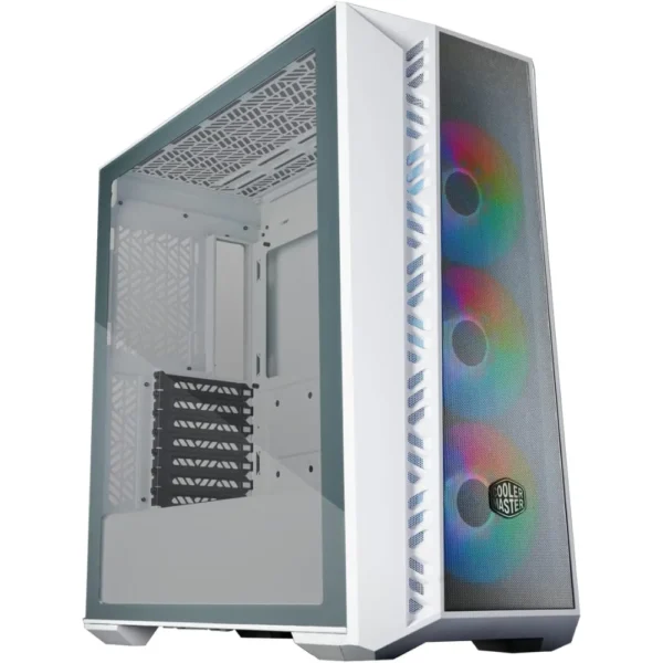 Cooler Master MasterBox 520 Mesh White Airflow ATX Mid-Tower, Mesh Front Panel, Tempered Glass Panel, E-ATX up to 10.7”, Gen2 Type-C, Three CF120 120mm PWM Customizable ARGB Fan