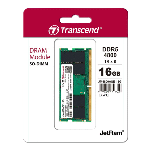 16 GB DDR5, 4800MHz SODIMM, Transcend