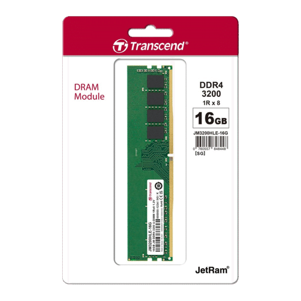 16 GB DDR4, 3200MHz, Desktop RAM, Transcend