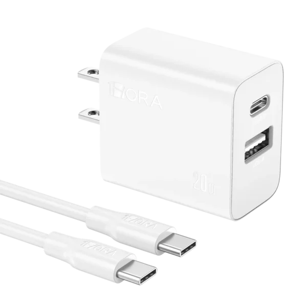 1Hora 20W USB C Charger 2 in 1, Dual-Port USB A+C Fast Charging Wall Charger GAR162