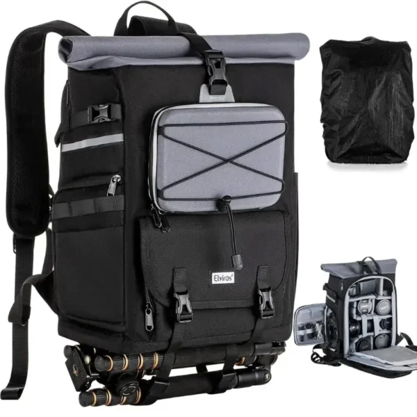 ELviros Camera backpack – With Built-in Pouch
