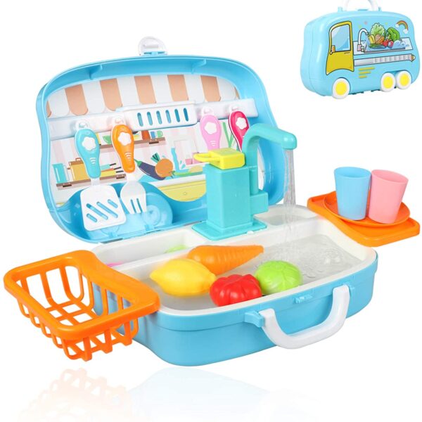 Aovo Kids Play Sink Children Electric Dishwasher Kitchen Toys Set