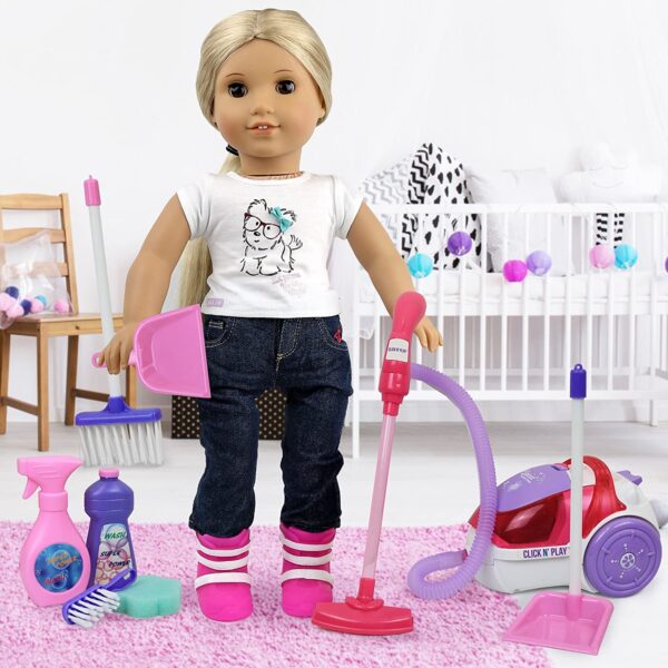 Click N’ Play Toy Realistic Vacuum Cleaner and House Keeping 8 Piece Play Set
