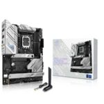 ASUS ROG Strix B760-A Gaming WiFi Intel B760 (13th and 12th Gen) LGA 1700 white ATX motherboard, 12 + 1 power stages, DDR5, PCIe 5.0,three M.2 slots, WiFi 6E, USB 3.2 Gen 2×2 Type-C, and Aura Sync RGB Gaming Motherboard