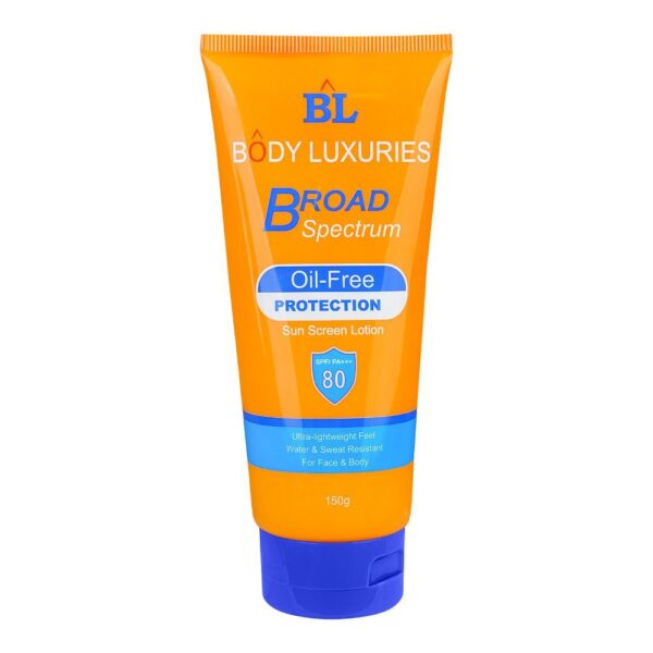 Body Luxuries Broad Spectrum Sun Screen Lotion, SPF 80 – 150g
