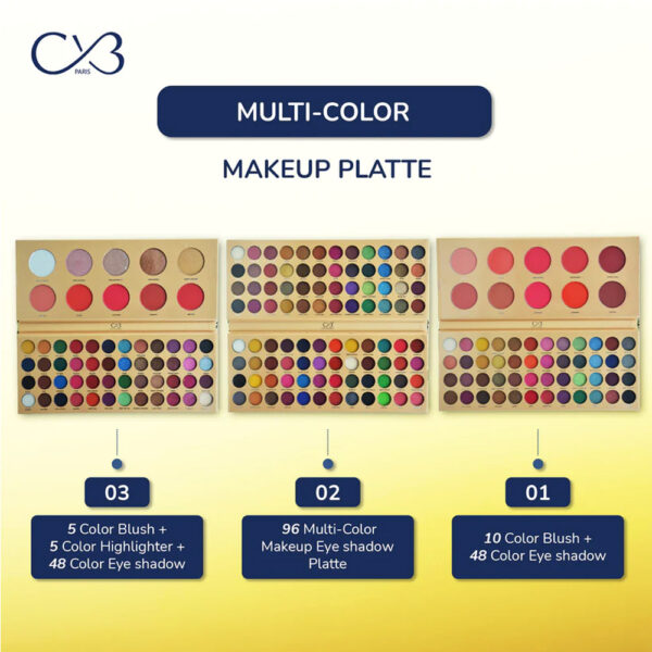 CVB Paris Makeup Palette 5 Color Blush+5 Color Highlighter+48 Color Eye shadow – 80g