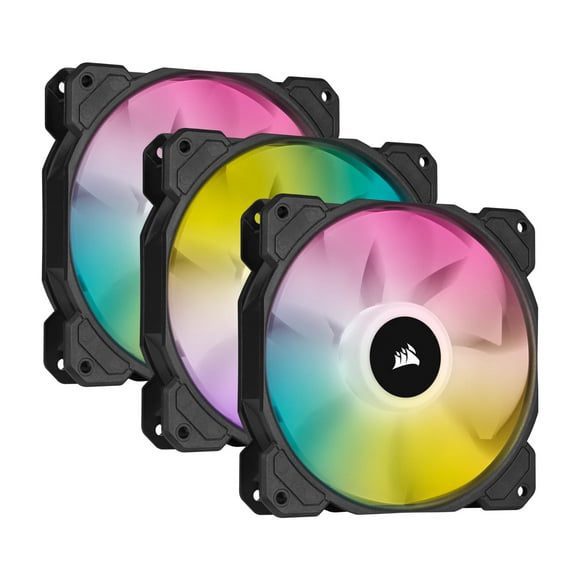 Corsair iCUE SP120 RGB ELITE Performance 120mm PWM Fan Triple Pack with Lighting Node CORE