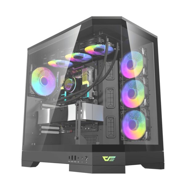 DarkFlash DQX90 LUXURY Gaming Desktop PC Mid Tower Gaming Case – Black
