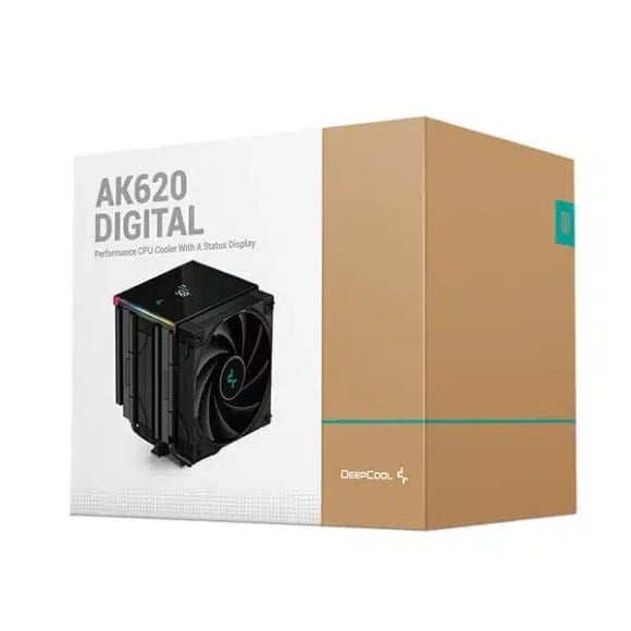 DeepCool AK620 DIGITAL Performance 6 Copper Heat Pipes 260W Heat Dissipation, Twin 120mm FDB Fans Air Cooler
