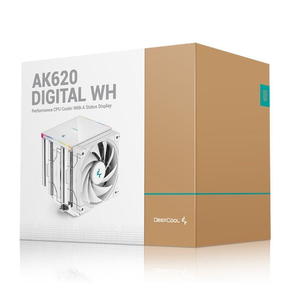 DeepCool AK620 DIGITAL Performance 6 Copper Heat Pipes 260W Heat Dissipation,Twin 120mm FDB Fans Air Cooler White