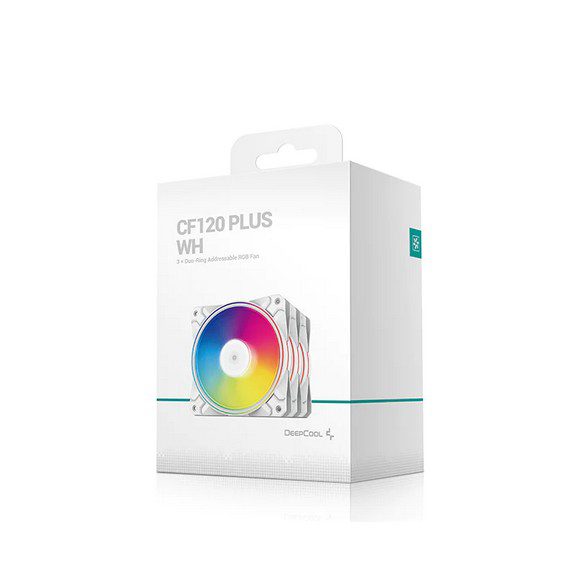 DeepCool CF120 Plus (3 Fan Pack) ARGB Fan Kit With Controllable Glow Ring White