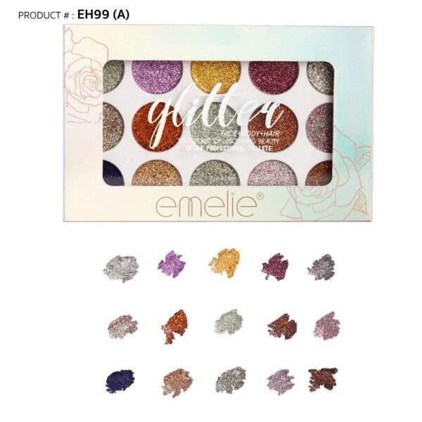 Emelie 15 Color Glitter Eyeshadow Palette