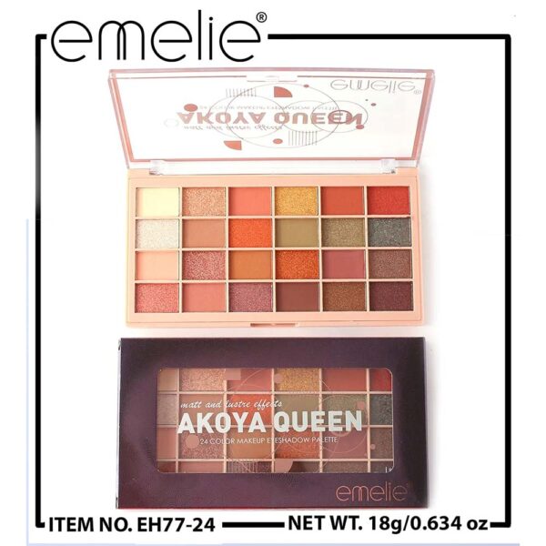 Emelie Akoya Queen 24 Color Glitter Eyeshadow Palette