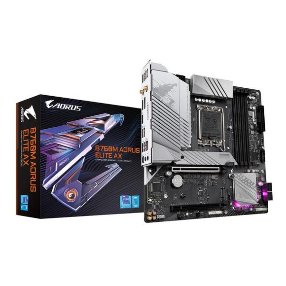 GIGABYTE B760M AORUS ELITE AX LGA 1700 Intel B760 with DDR5, Dual M.2, PCIe 4.0, USB 3.2 Gen2X2 Type-C, Intel Wi-Fi 6E, 2.5GbE LAN, Q-Flash Plus, PCIe EZ-Latch M-ATX Motherboard