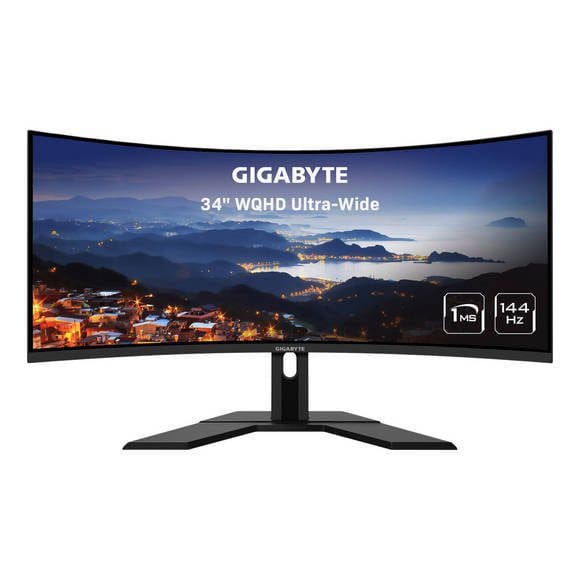 Gigabyte G34WQC-A 34″ 144Hz Ultra-Wide Curved Gaming Monitor, 3440 x 1440 VA 1500R Display, 1ms (MPRT) Response Time, 90% DCI-P3, VESA Display HDR400, FreeSync Premium, Black