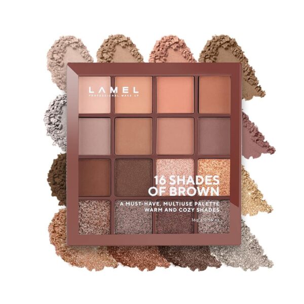 LAMEL 16 Shades Of Brown Shimmer and Matte Eyeshadow Palette 16-3 – 16g