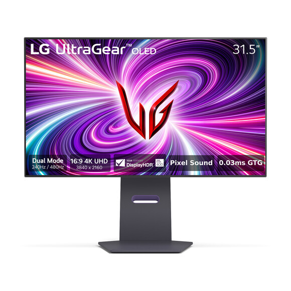 LG 32GS95UV-B 32″ UltraGear™ OLED Dual Mode 4K UHD 240Hz or FHD 480Hz 0.03ms G-Sync Compatible Gaming Monitor with Pixel Sound