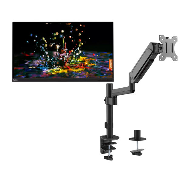 Lenovo ThinkVision P32p-20 31.5″ 16:9 4K IPS Monitor Used With MXG PMA-12 Single Monitor Pole-Mounted Spring-Assisted Monitor Arm