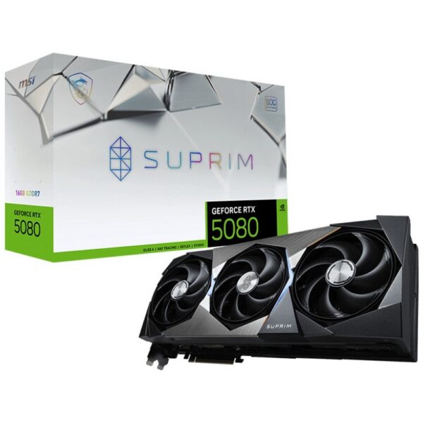 MSI SUPRIM SOC GeForce RTX 5080 16GB GDDR7 Boostable 2760 MHz (OC) Graphics Card