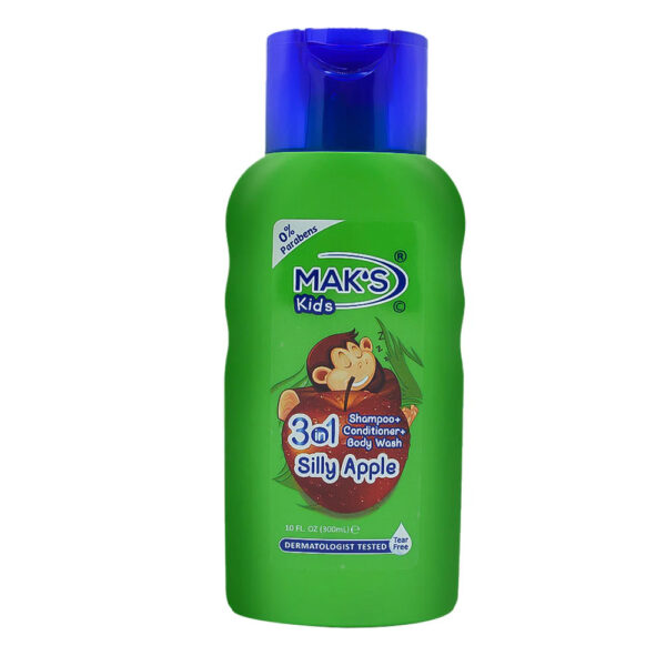 Mak’s Kids 3 in 1 Shampoo + Conditioner + Body Wash Silly Apple – 300ml