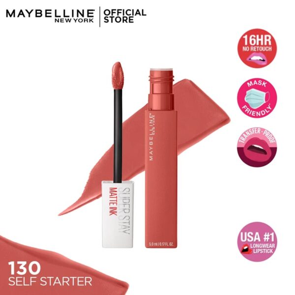 Maybelline SuperStay Matte Ink Liquid Lipstick, 130 Self Starter