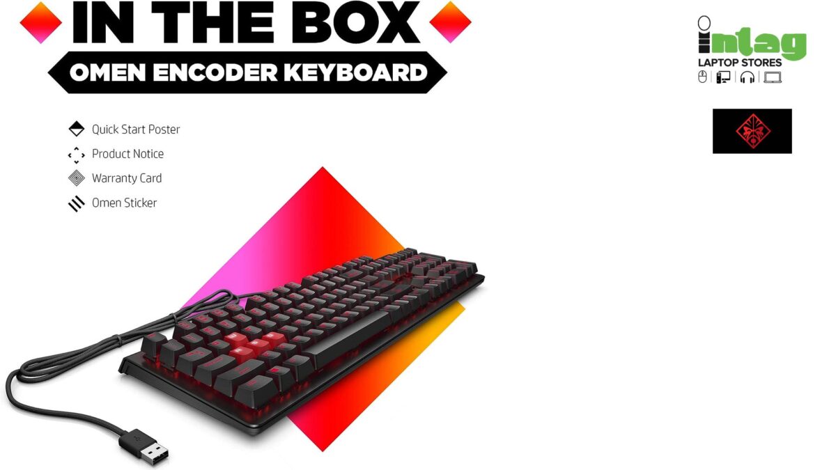 HP Omen Encoder | Mechanical Gaming Keyboard | Cherry MX Brown Keys | LED Backlit Keyboard | USB | Black - Image 2