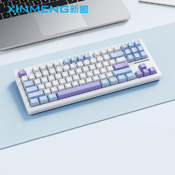 SAMA XINMENG M87 Pro V2 Tri-Mode Gasket Mechanical Keyboard – White Blue – Emerald Blue
