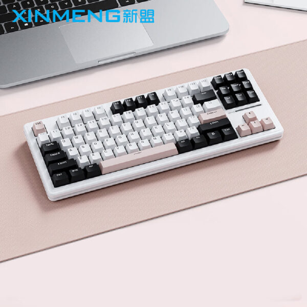 SAMA XINMENG M87 Pro V2 Tri-Mode Gasket Mechanical Keyboard – White Pink – G-Yellow Switch