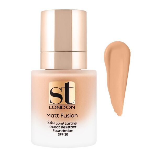 ST London Matt Fusion 24H Long Lasting Sweat Resistant Foundation, SPF 20, Pink Bright – 30ml