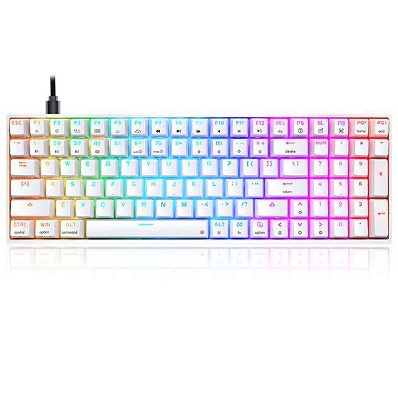 Skyloong SK96S White (Red Switches) ABS-Keycaps Hot-Swap Mechanical Keyboard with RGB Backlit Bluetooth (Wired/Wireless Dual Mode)