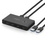 UGREEN 30768 USB 3.0 4-Port Switch With 2 Pack USB Male Cable