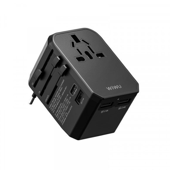 WIWU UA-303 4 IN 1 UNIVERSAL PLUG ADAPTER – BLACK