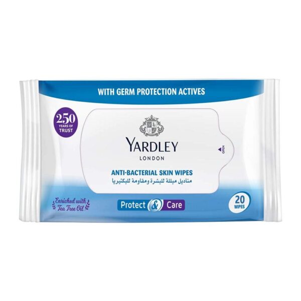 Yardley Protect & Care Anti-Bacterial Skin Wipes 20-Pack
