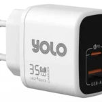 Yolo Y-351 GaN Charger 35w Dual Ports USB-A + Type-C – White