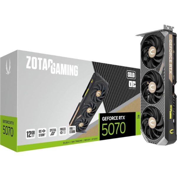 ZOTAC Gaming Geforce Solid OC RTX 5070 12GB 192-Bit GDDR7 PCI Express 5.0 DLSS 4.0 Graphics Card