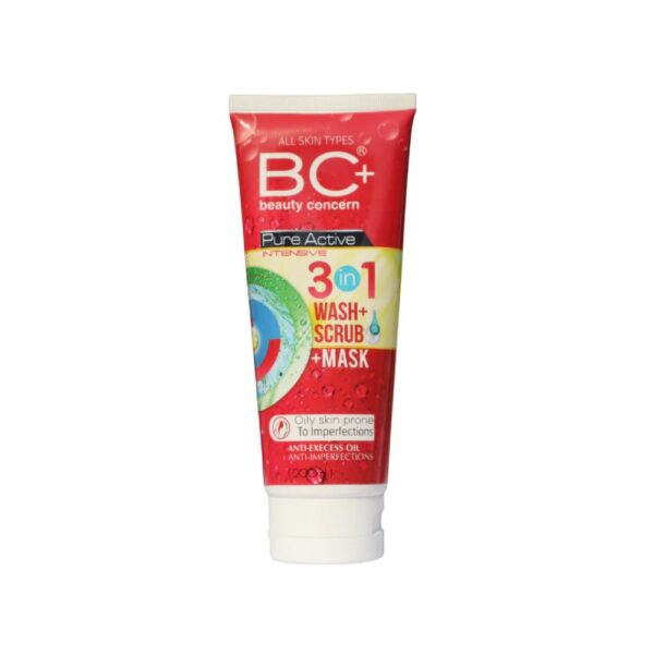 BC+ Beauty Concern Pure Active 3 in 1 Wash + Scrub + Mask – 200ML