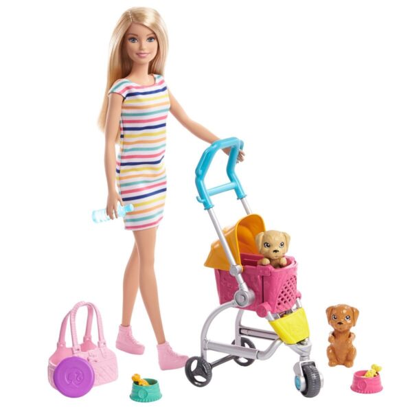 Barbie Stroll ‘n Play Pups Playset with Blonde Barbie Doll